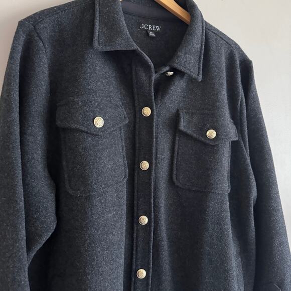 J. Crew Womens Wool Blend Shirt Jacket Shacket Heather Charcoal Gray XXL BT697 - Picture 6 of 9